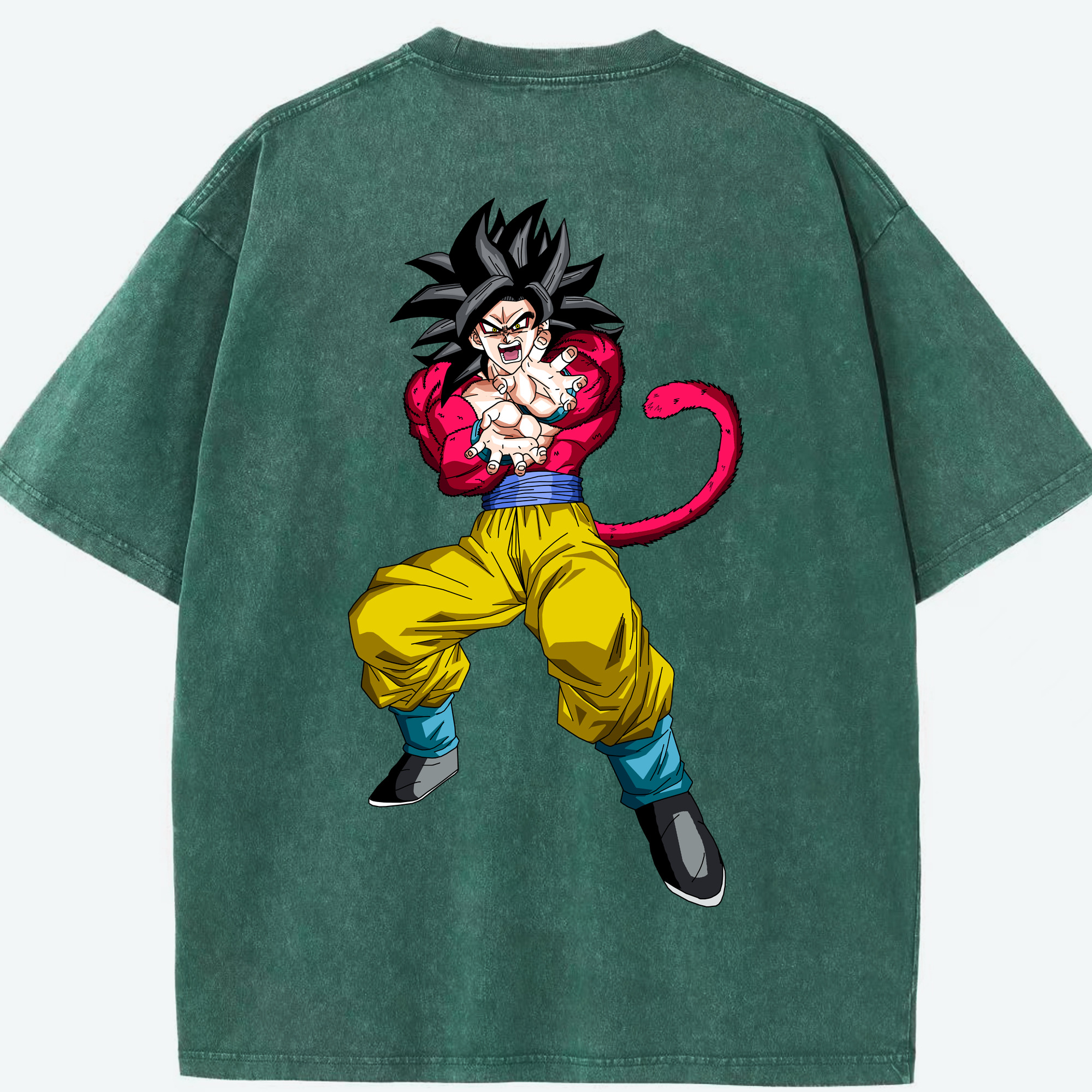 （画像用） ドラゴンボール 孫悟空（そん ごくう）Son Goku カカロット DRAGON BALL Kakarotto 綿100% ヴィンテージ風 半袖Tシャツ（背面プリント）